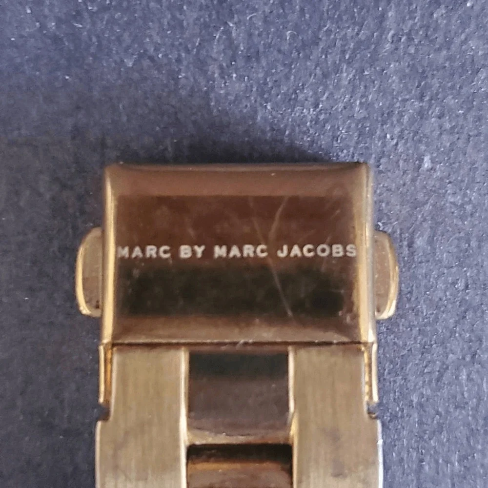 Marc by Marc Jacobs Rose Gold Tone Skeleton Logo Dial Bracelet Watch MBM3127
